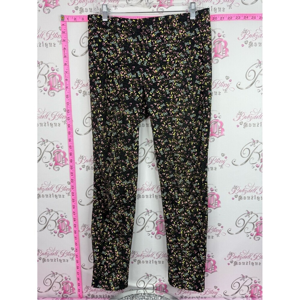 Banana Republic Sloan Black with Pink, Yellow & Green Floral Print